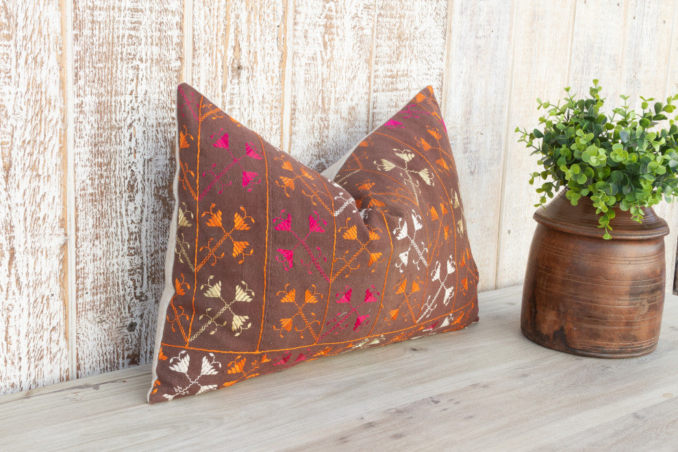 Kiara Antique Indian Folk Lumbar Pillow