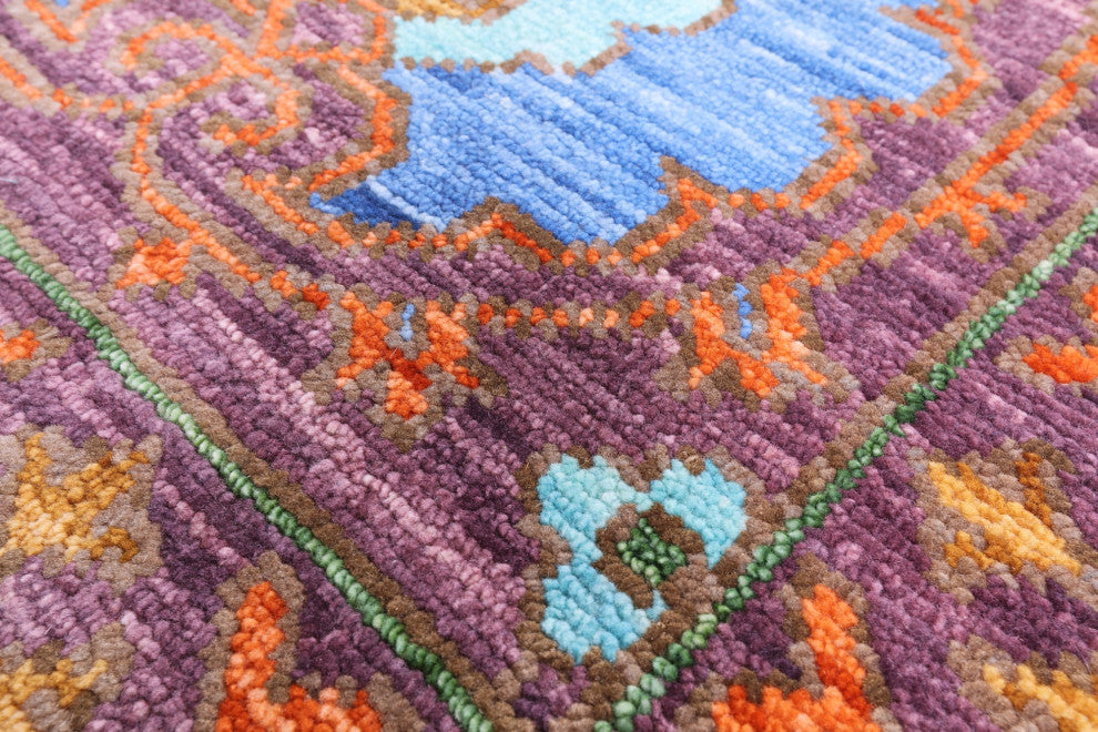 9' 2" X 12' 1" Handmade William Morris Wool Rug - Q15424