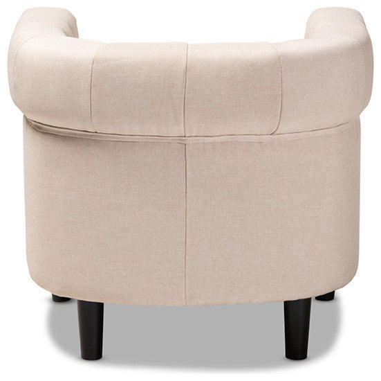 Bisset Classic and Traditional Beige Fabric Upholstered Chesterfield Chair