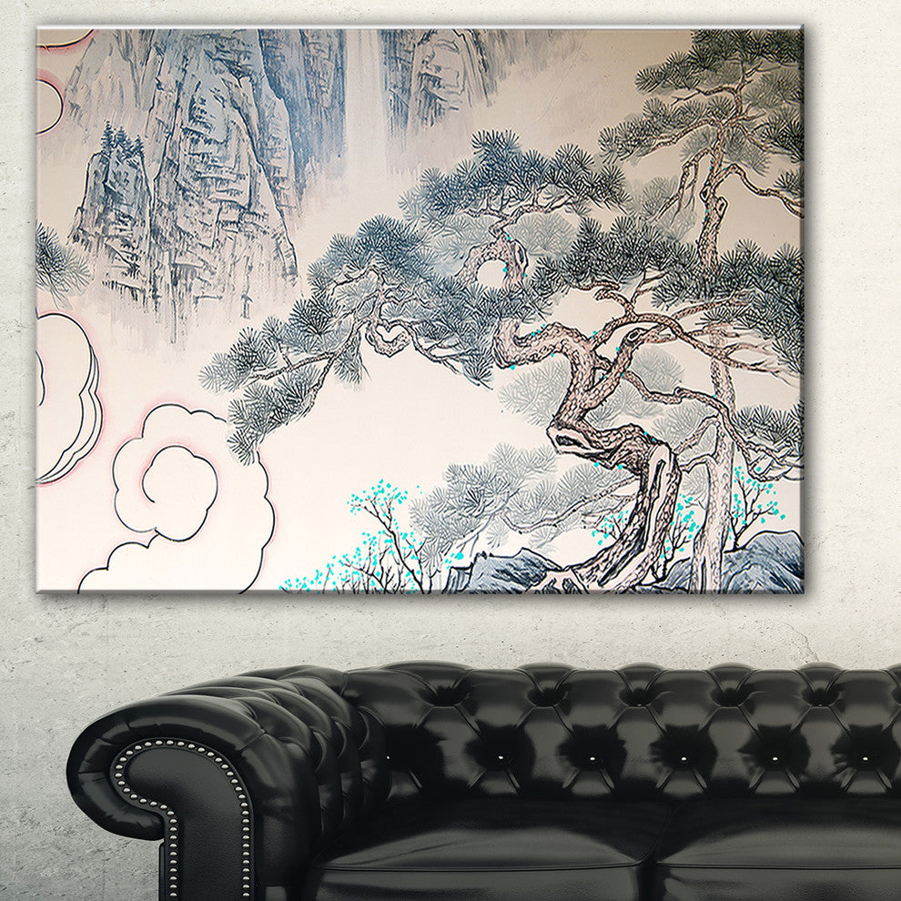 "Chinese Blue Tree Art" Canvas Print, 40"x20"