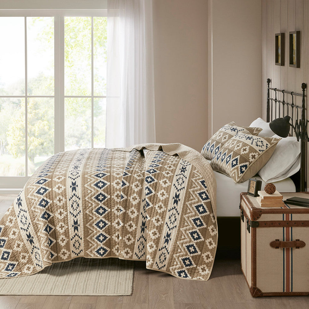 Woolrich Montana Printed Cotton Oversized Quilt Mini Set, Tan