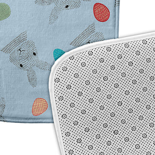 34" x 21" Bunnies and Eggs Bathmat, After Rain Blue