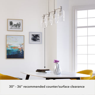 Hunter Lochemeade Brushed Nickel 4 Light Chandelier Ceiling Light Fixture