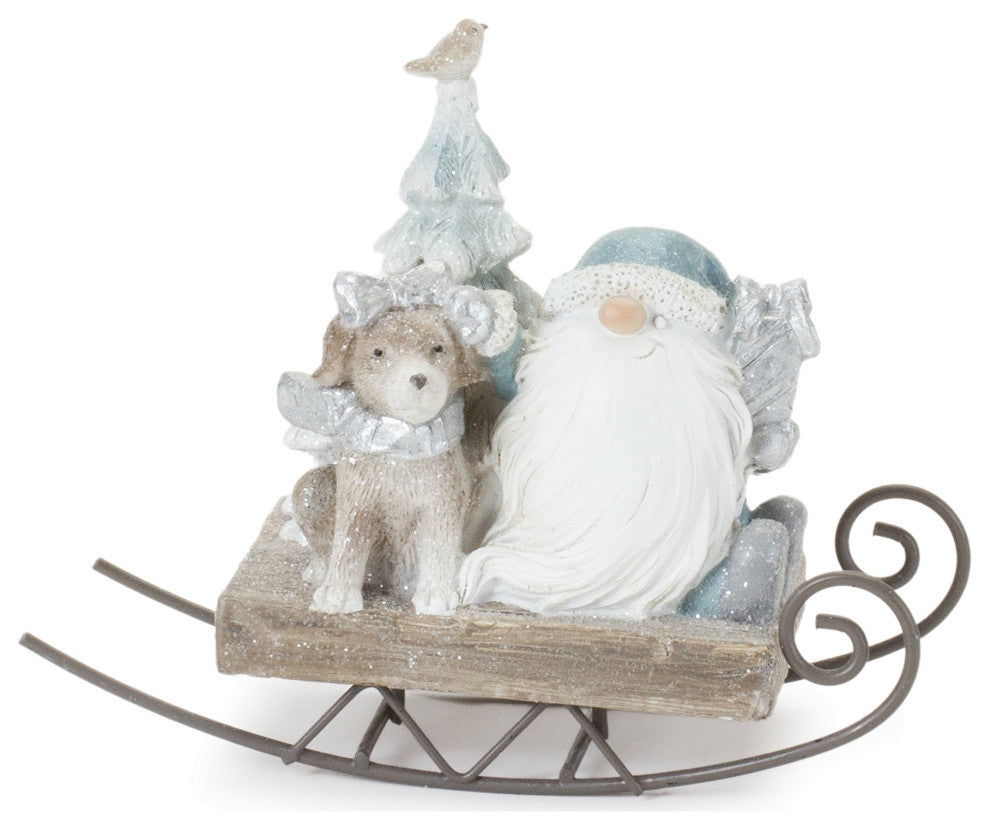 Gnome on Sled Figurine, Set of 2
