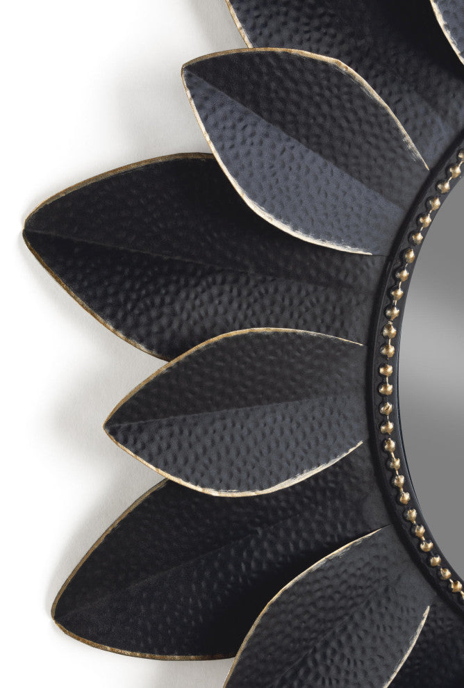 Metal Starburst Wall Accent Mirror, Black