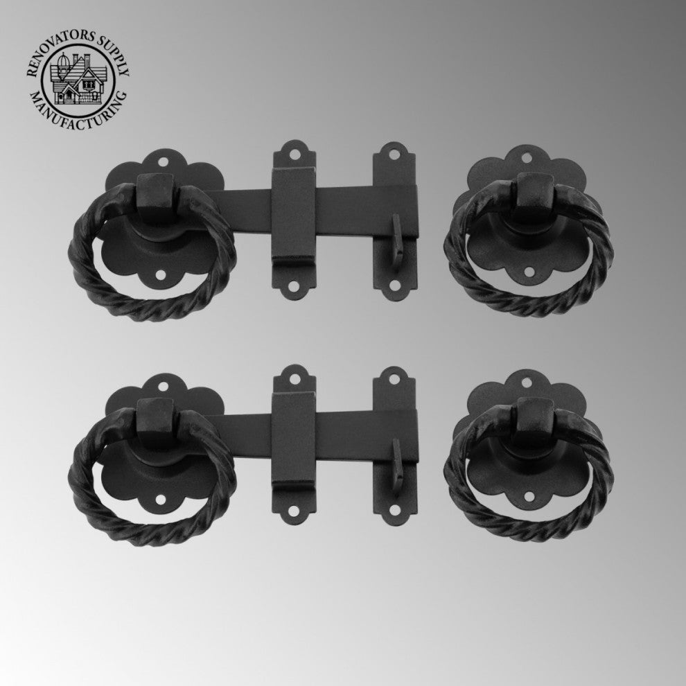 2 Floral Gate Latch Heavy Duty Wrought Iron  5" W |