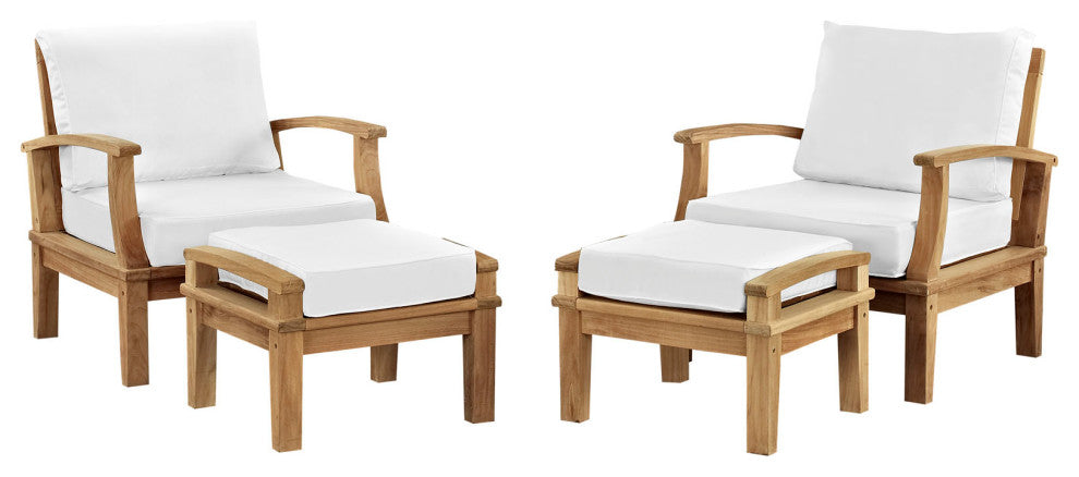 Natural White Marina 4 Piece Outdoor Patio Teak Set