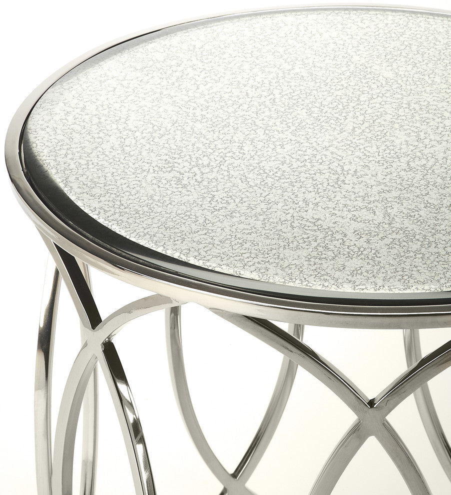 Butler Specialty Desiree Mirror And Nickel End Table In White