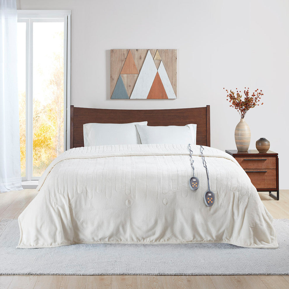 Beautyrest Heated Microlight to Berber Blanket, Ivory