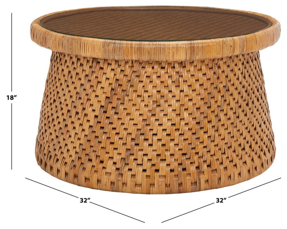Safavieh Lianne Rattan Round Coffee Table Natural