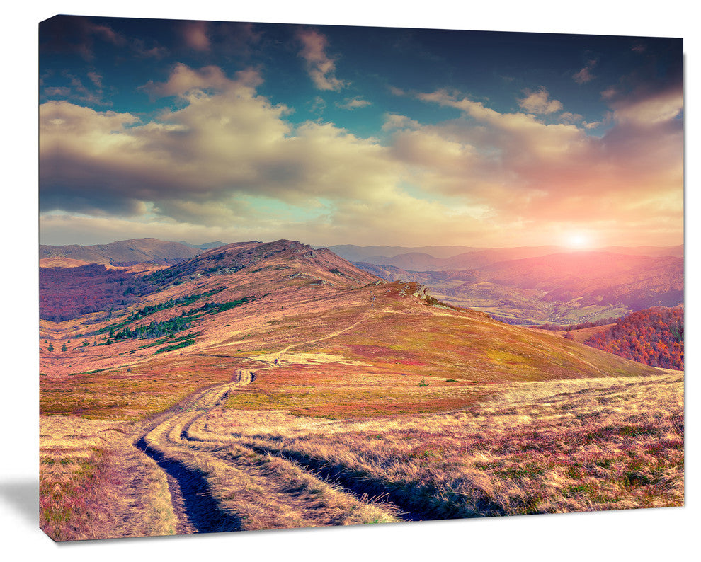 Amazing Autumn Landscape in Hills, Large Landscape Canvas Art Print, 60"x28"