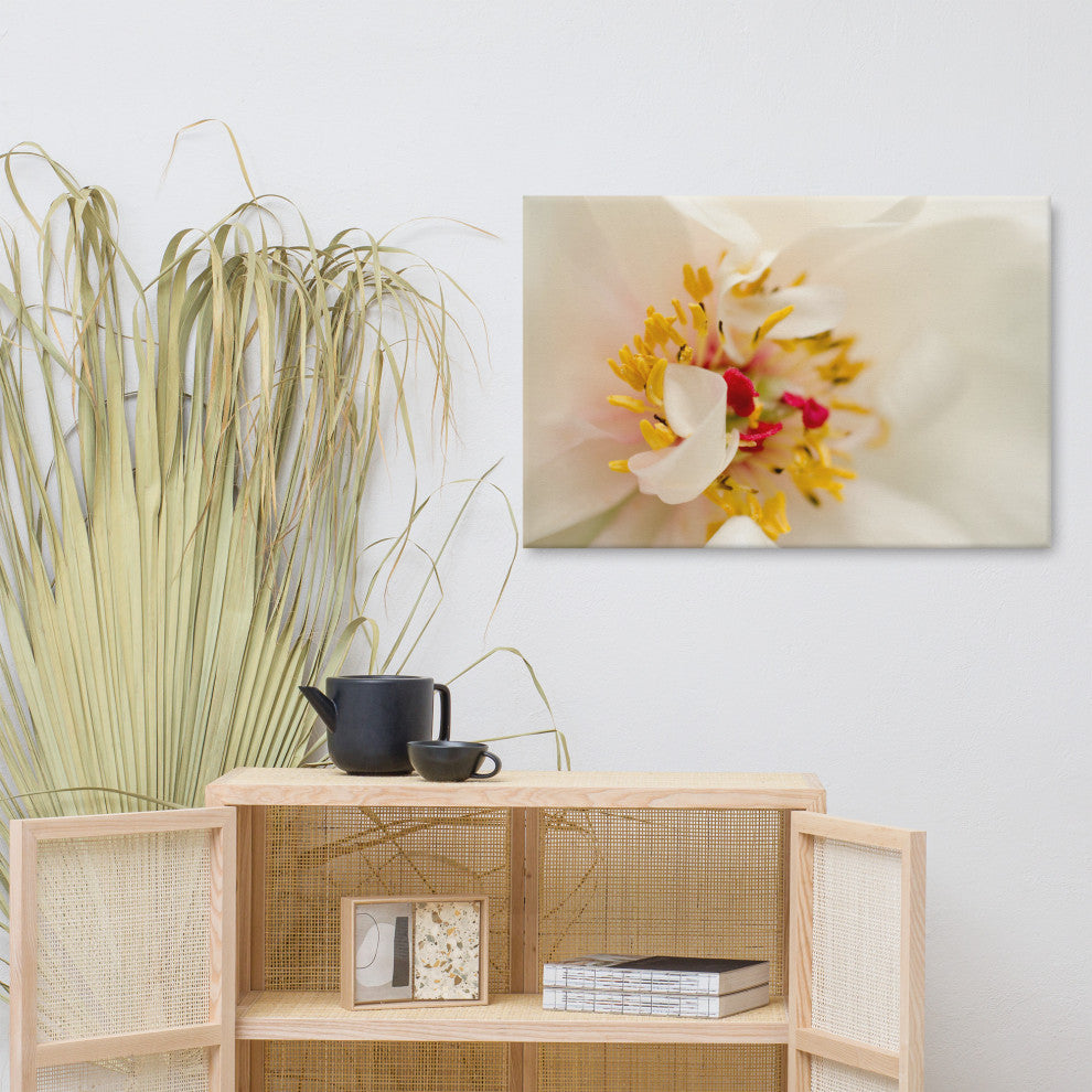 Eye of Peony Floral Nature Photography Canvas Wall Art Print, 24" X 36"