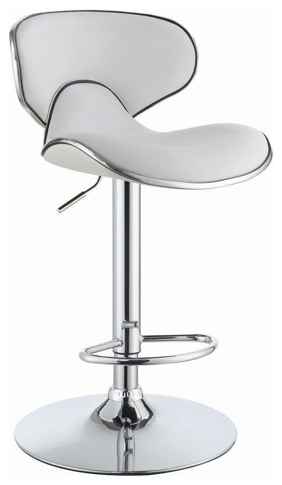 Set of 2 Adjustable Height Bar Stools, White and Chrome