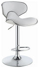 Set of 2 Adjustable Height Bar Stools, White and Chrome