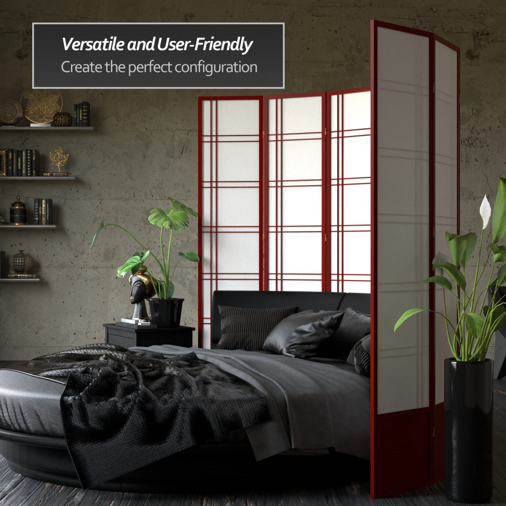 7'' Tall Double Cross Shoji Screen, Rosewood, 4 Panels