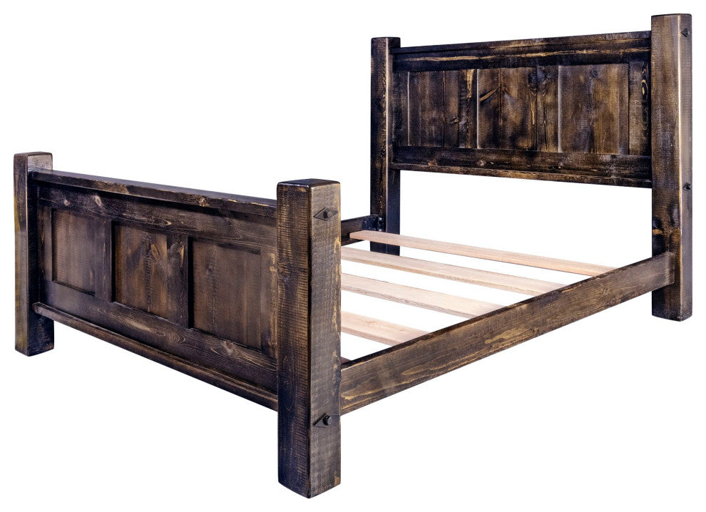 Big Sky Collection Rugged Sawn Panel Bed, Twin, Jacobean Stain