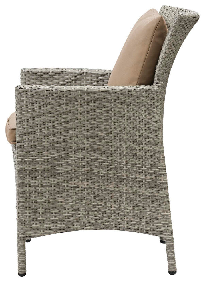 Lounge Sectional Sofa Chair Set, Rattan, Wicker, Gray Brown, Outdoor