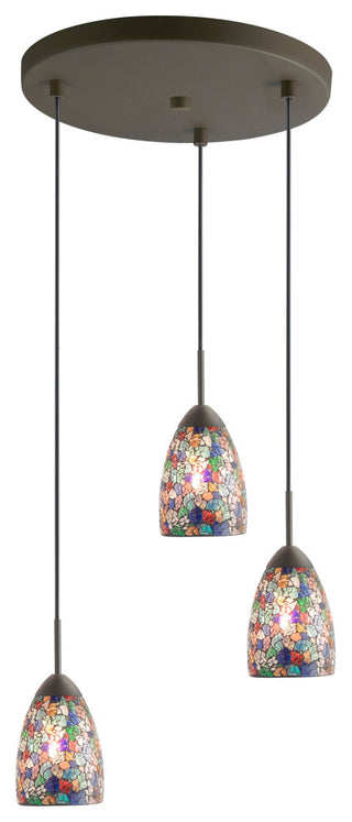 Venezia Mini Pendant, Bronze, Mosaic Multicolor, 3 Light, 11"D