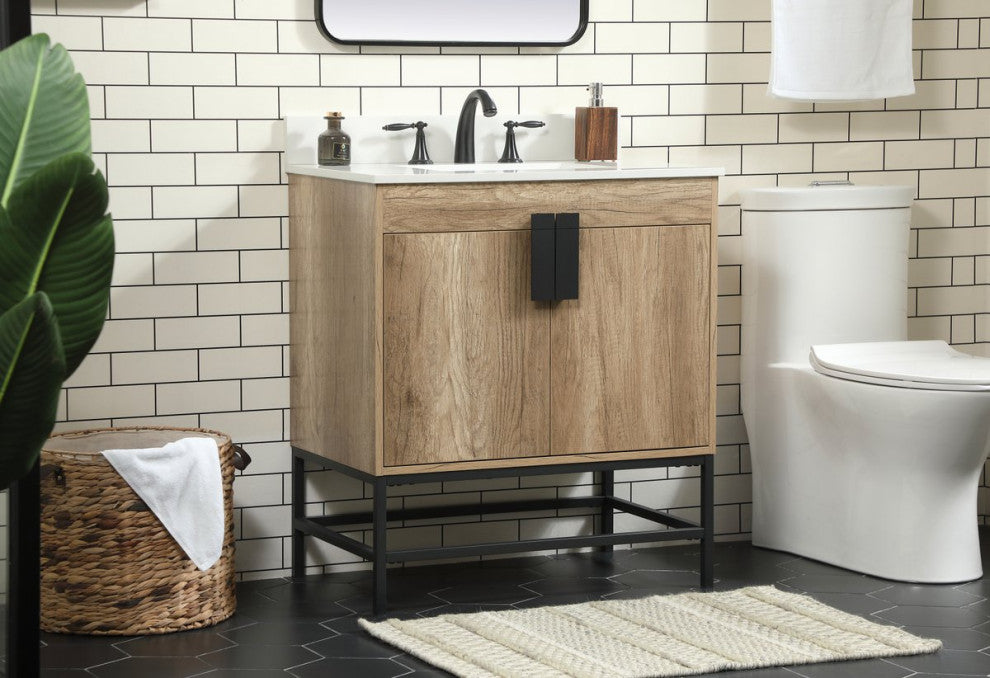 Home Living 19" Modern Natural Oak-Light Bathroom Vanity