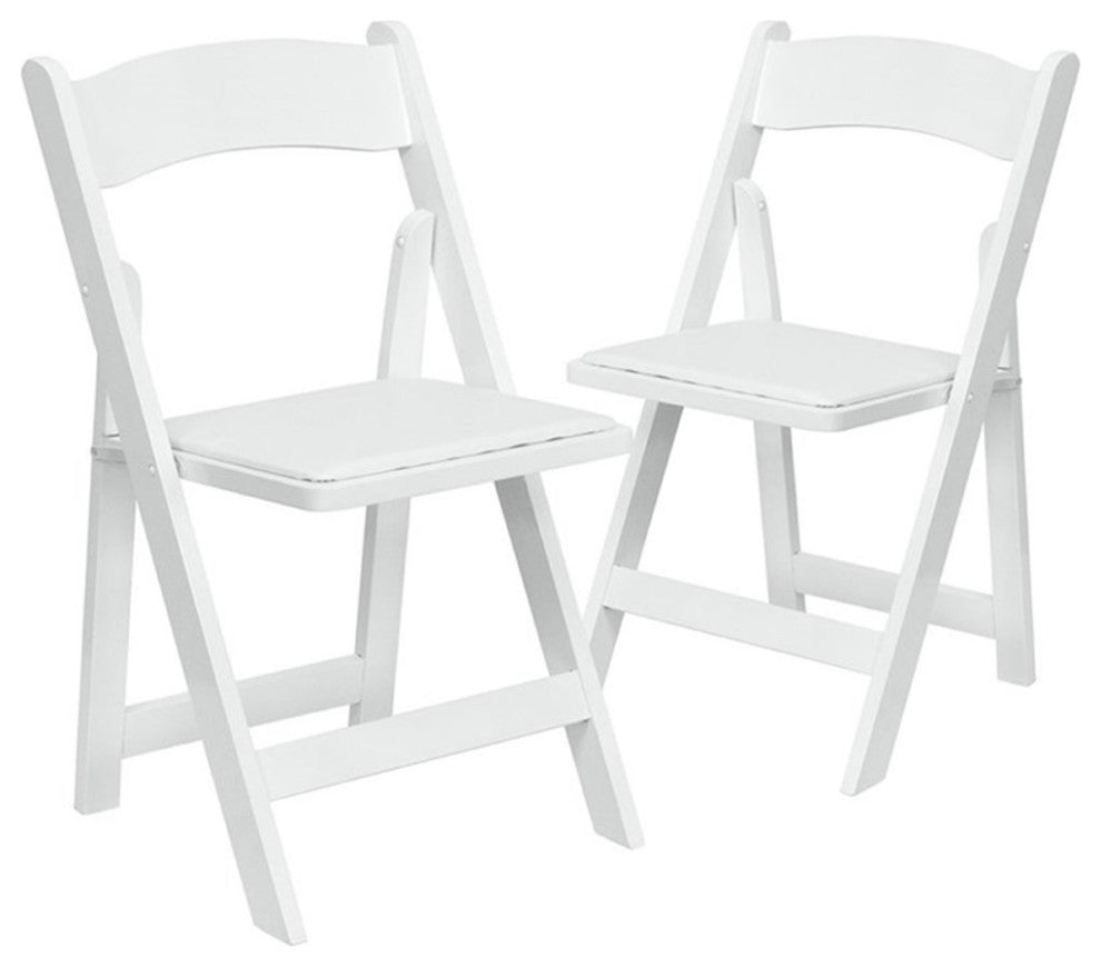 2 Pack HERCULES Series Wood Folding Chair With Vinyl Padded Seat, White