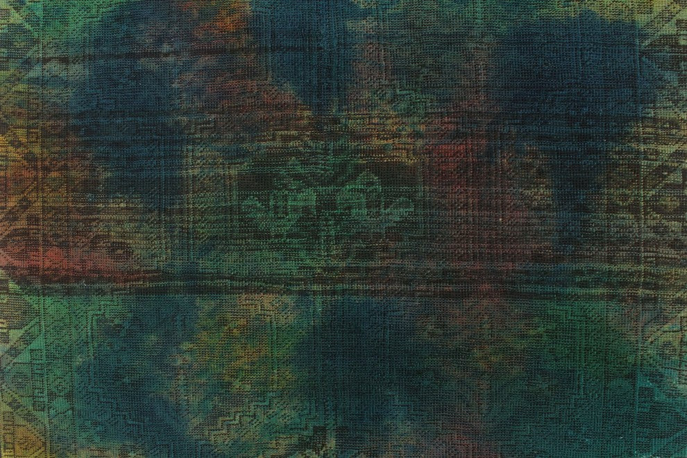 Vintage Sherazi Overdyed Jace Green Rug 4'11"x7'7"