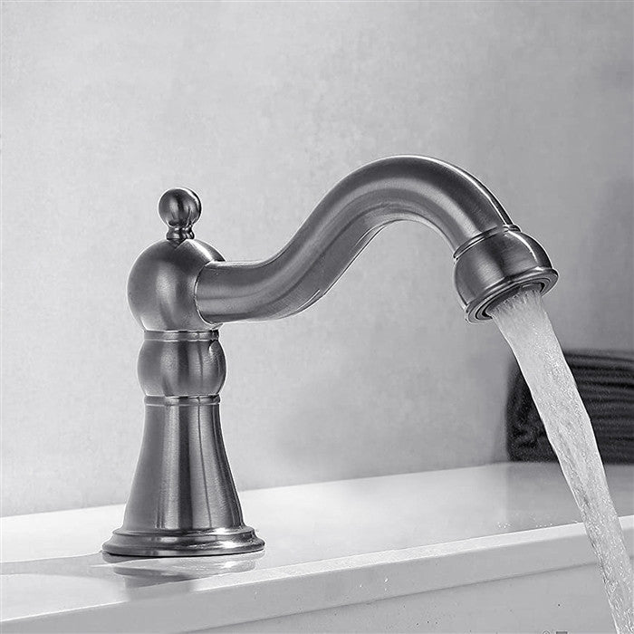 BathSelect Deck Mount Commercial Automatic Sensor Faucet Brushed Nickel