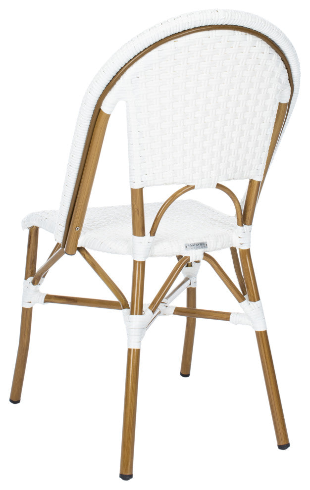 Safavieh Salcha Indoor-Outdoor Stackable Side Chairs, Set of 2, White/Light Brown
