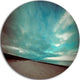 Blue Baltic Beach In Fall With Clouds, Seascape Disc Metal Artwork, 23"