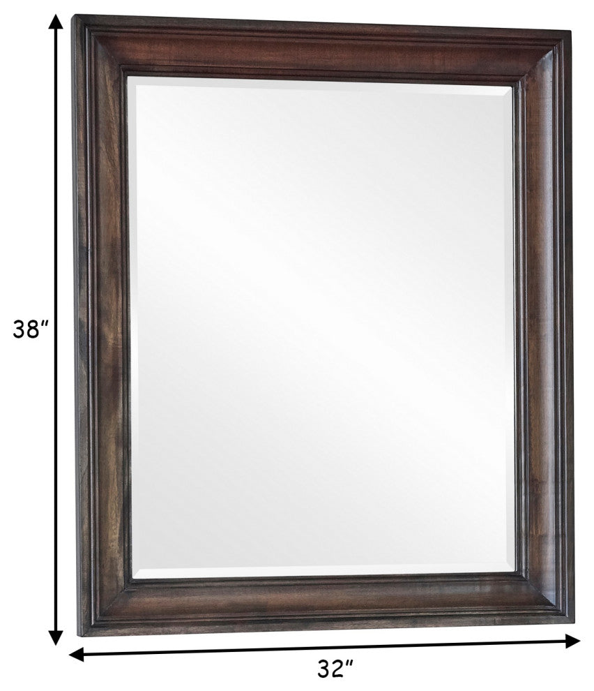 Benzara BM280362 Classic Rectangular Portrait Mirror With Wood Frame, Brown