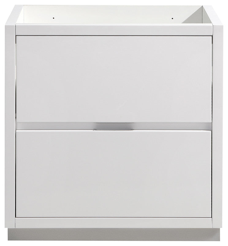Valencia Free Standing Modern Bathroom Cabinet, Glossy White, 30"