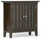 Bedford Solid Wood Low Storage Media Cabinet, Dark Tobacco Brown