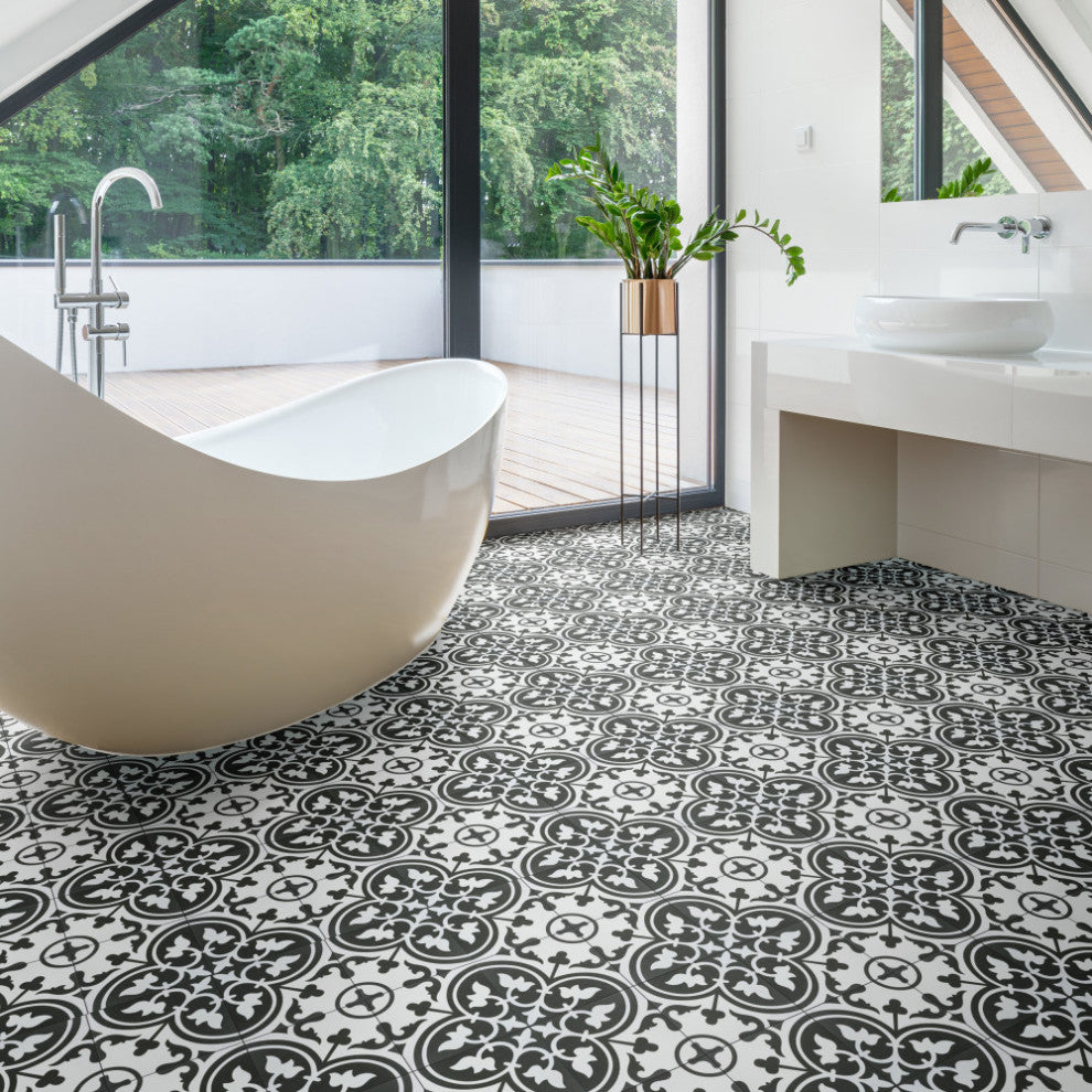 Arte Clover Black Porcelain Floor and Wall Tile