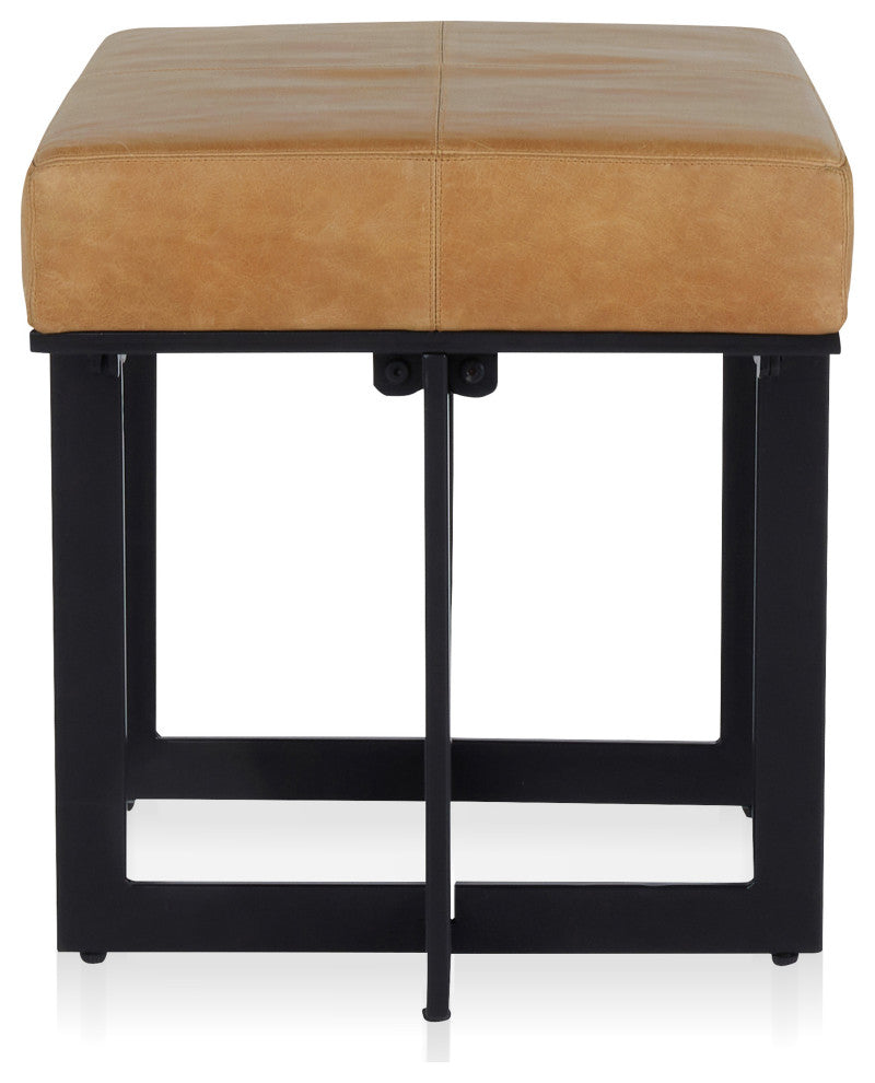 Calvin Leather Stool,, Chestnut