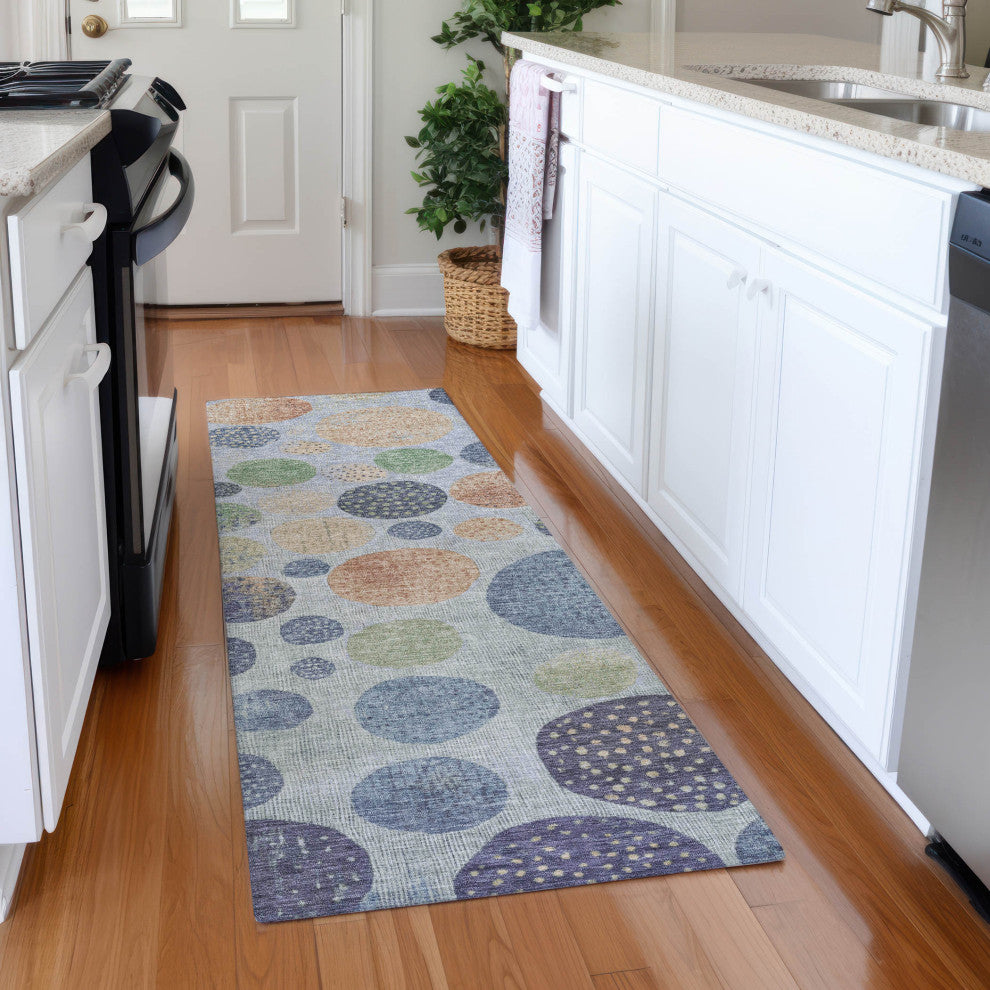 Machine Washable Indoor/Outdoor Chantille ACN1899 Denim 2'3" x 7'6" Runner Rug