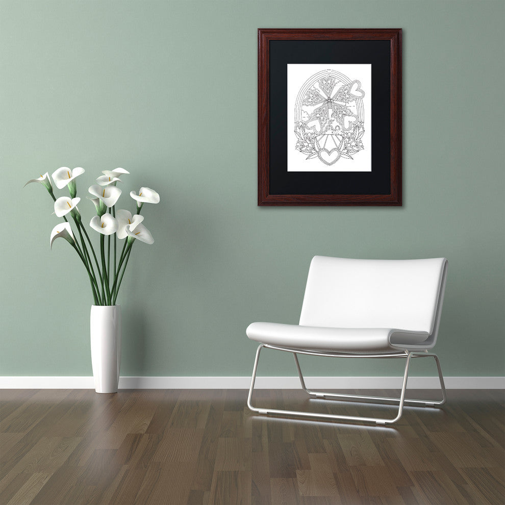 Hello Angel ''Decorative Windmill'' Art, Wood Frame, Black Mat, 20x16