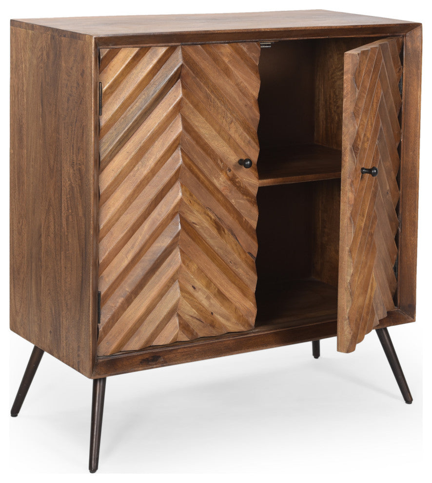 Burlington Mid-Century Modern Handcrafted Mango Wood Sideboard