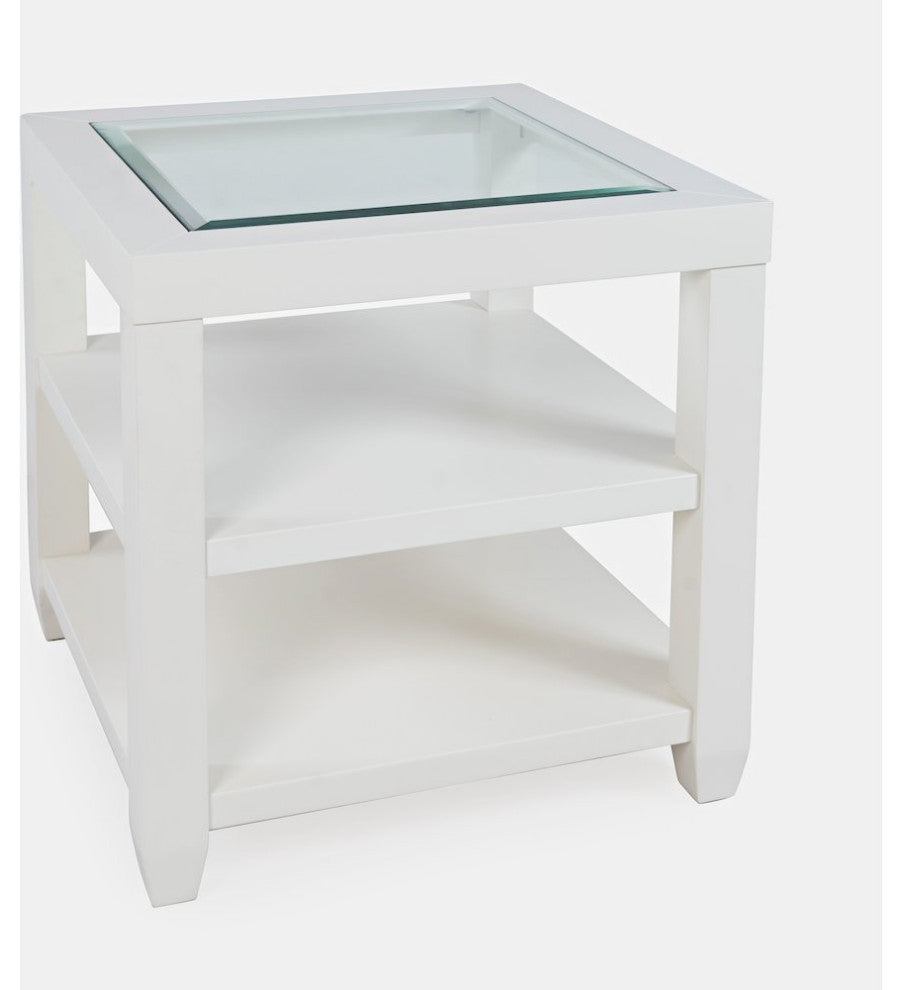 Urban Icon Contemporary Glass Inlay End Table with Storage