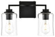 2 Light Black And Clear Bath Sconce
