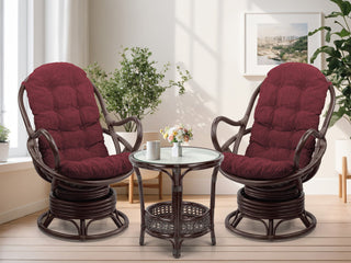 Java Lounge Swivel Rocking Chair Rattan Wicker, Dark Brown, Dark Brown Cushion
