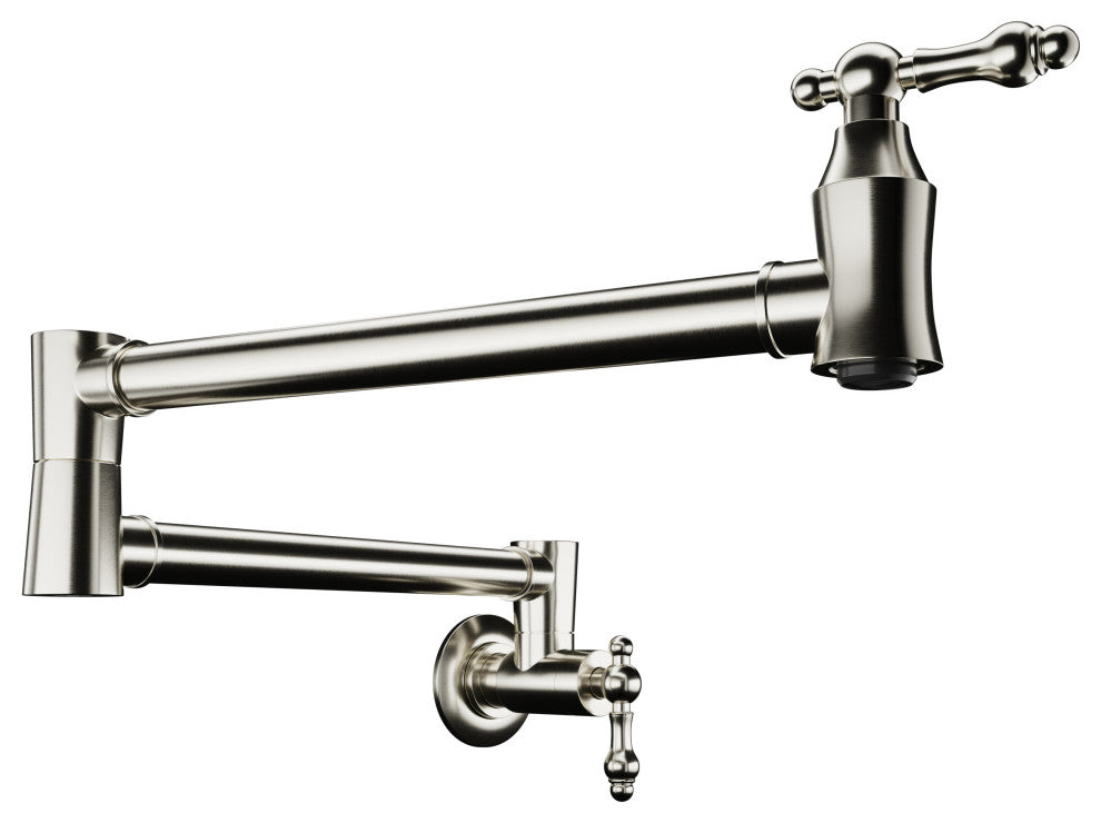 Marca 360-Degree 24" Wall Mounted Pot Filler With Dual Swivel, Brushed Nickel