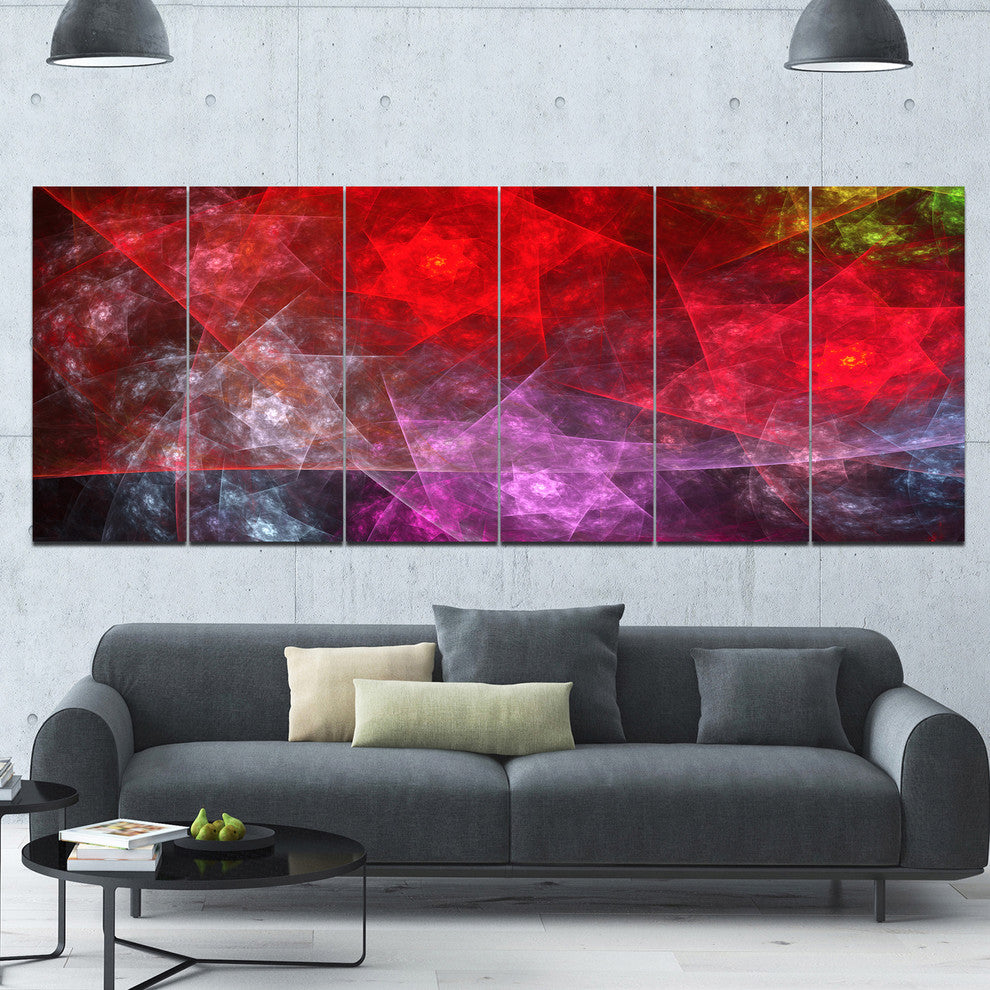 Red Purple Symphony of Gems, Abstract Canvas Art Print, 70"x28", 6 Panels