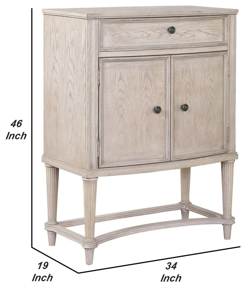 Benzara BM252298 Wine Cabinet With 2 Doors and Lift Top Storage, Antique White