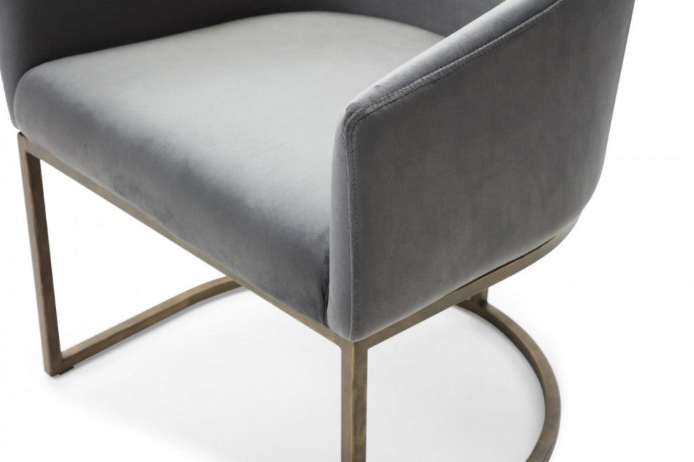 Modrest Elisa Modern Gray Velvet and Brass Dining Chair