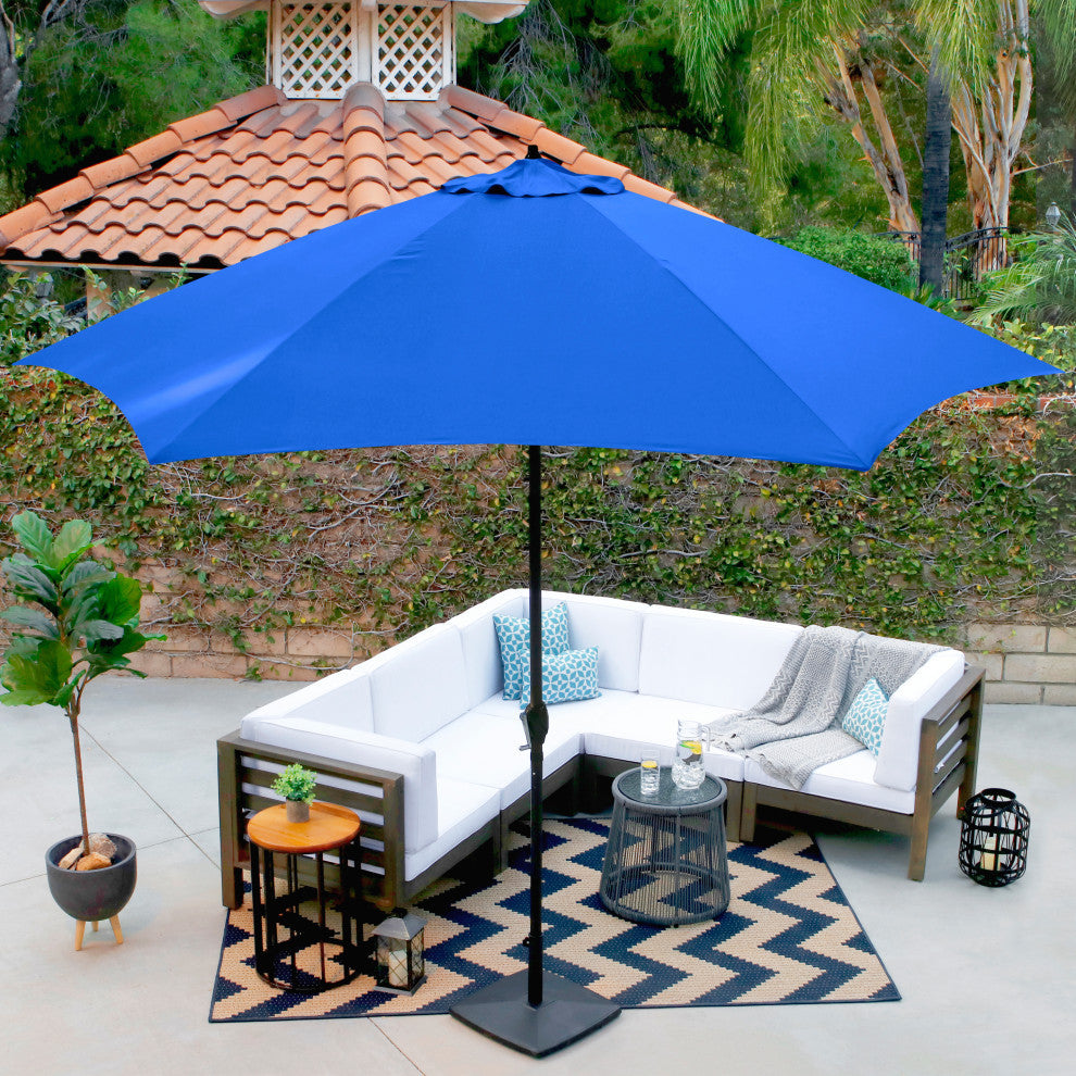 Astella 11' Round Table Patio Umbrella, Auto Crank Lift, Polyester, Pacific Blue