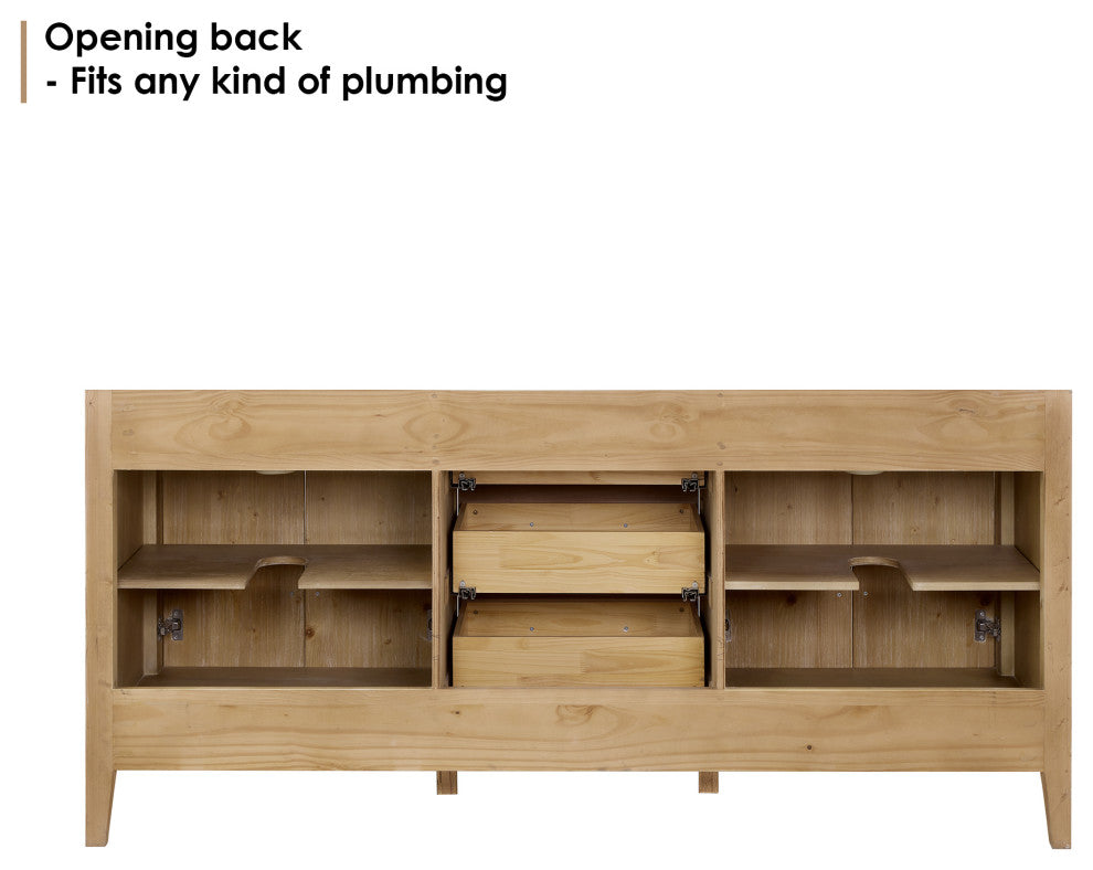 Laurel Bathroom Cabinet Vanity Base, Weathered Fir, 72", Without Mirror