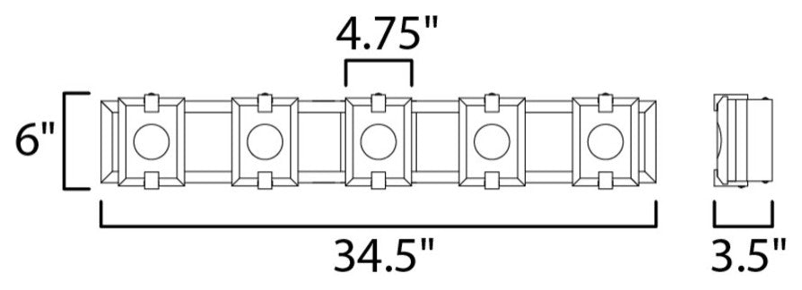 Maxim 39533 Radiant 5 Light 35" LED Bathroom Vanity Light - Black / Gold Leaf /
