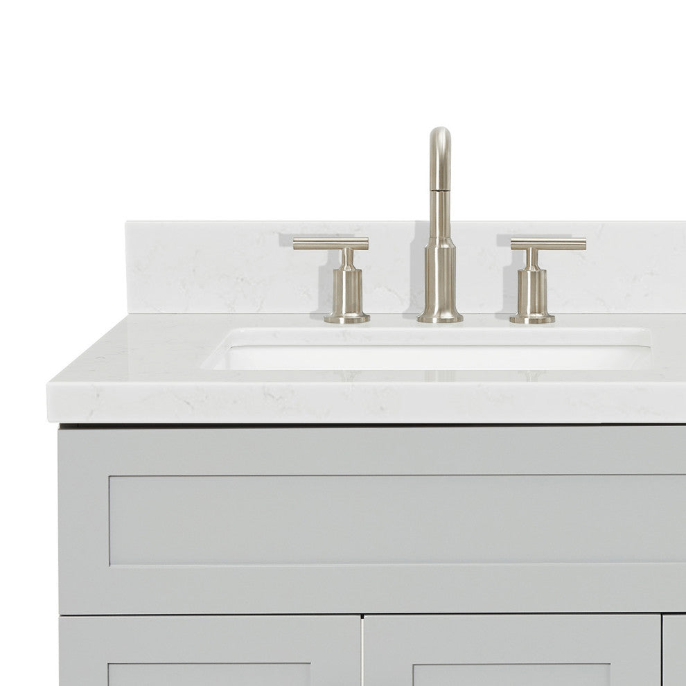 Ariel Hamlet 36" Single Left Rectangle Sink Bathroom Vanity, Carrara Quartz