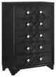 Benzara BM280368 Modern Glam Tall Dresser Chest, 5 Drawers Diamond Knobs, Black