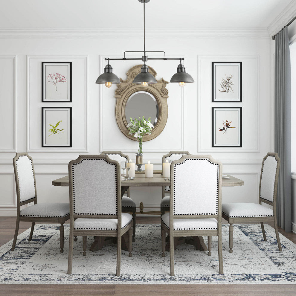 LALUZ 3-Light Linear Industrial Kitchen Island Lighting, Matte Black and Gray