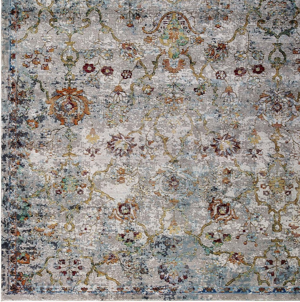 Success Manuka Distressed Vintage Floral Lattice 8x10 Area Rug, Multicolored